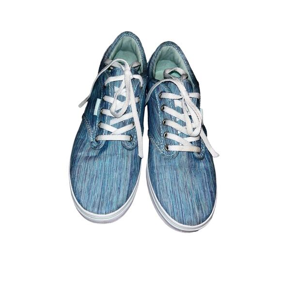 VANS Authentic Canvas Flat Sneakers Womens 6 US Shiny Light Blue/Light Green - Picture 2 of 9